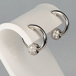 Rhodium Plated Sterling Silver Huggies Earrings